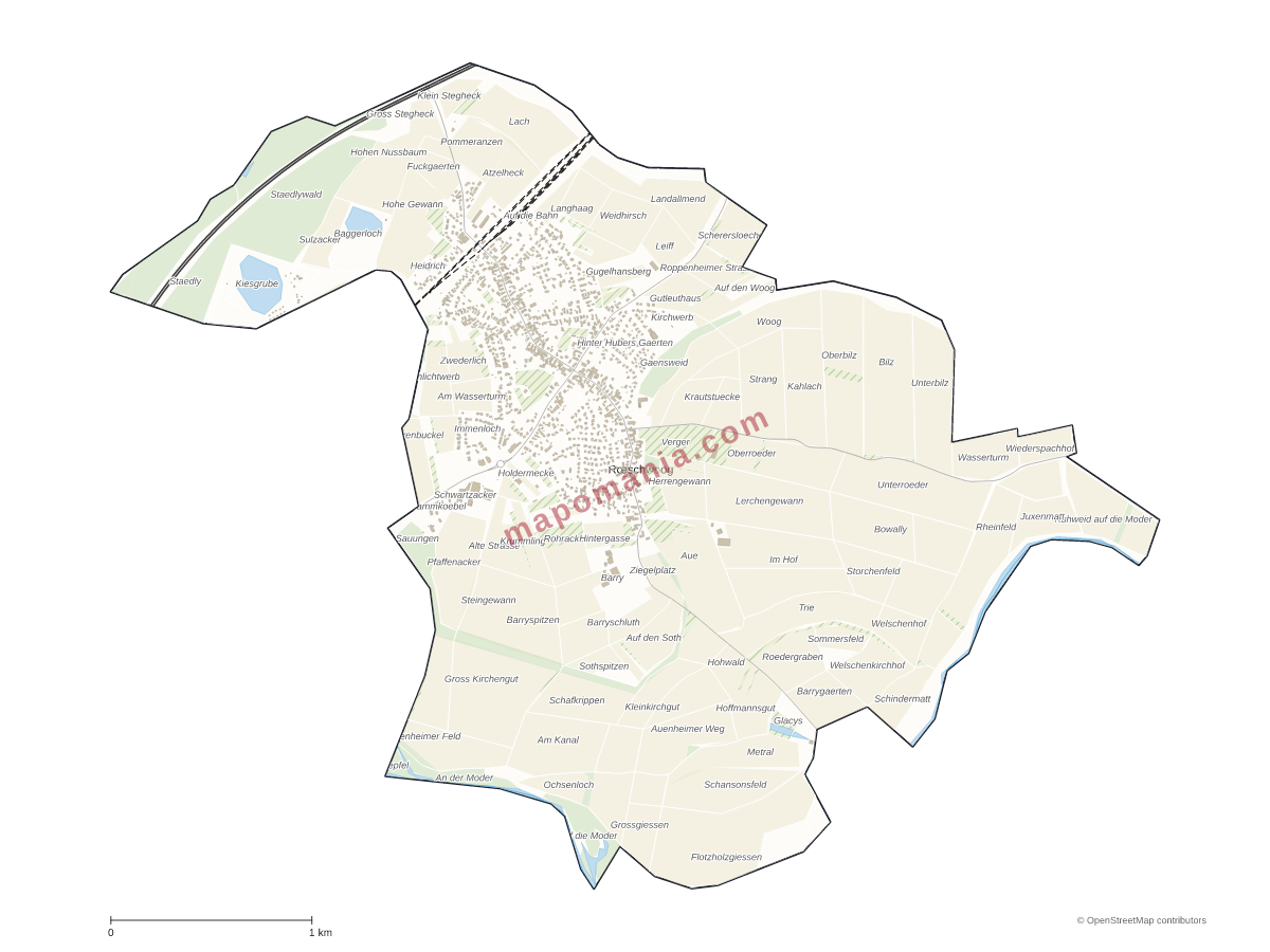 Carte de Rœschwoog à personnaliser