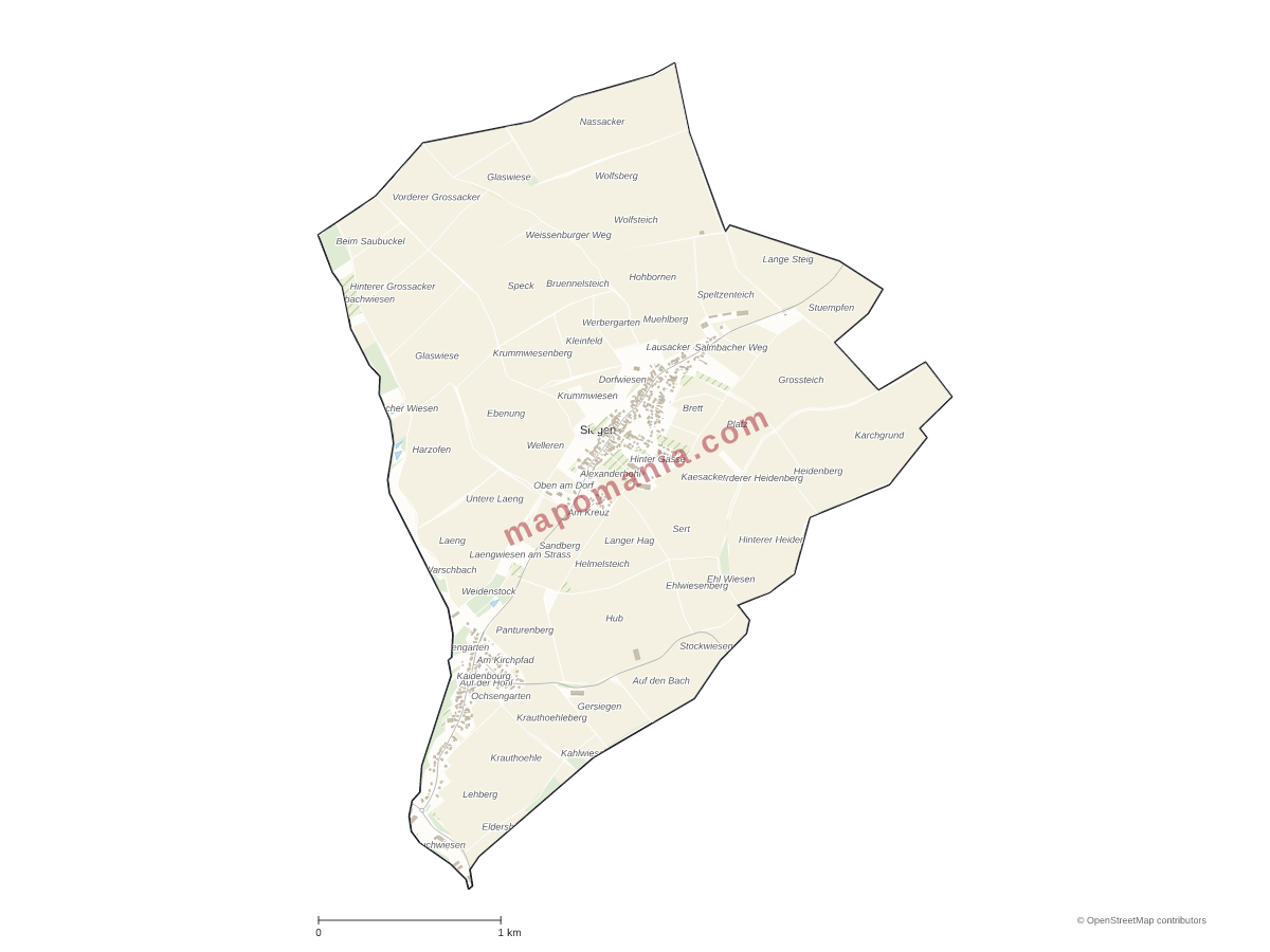 Carte de Siegen à personnaliser