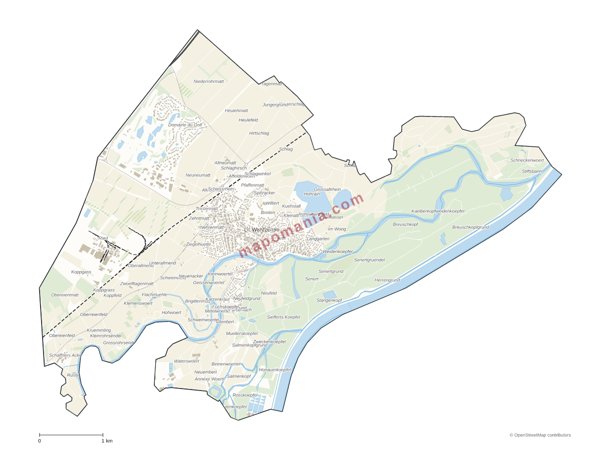 Carte de La Wantzenau à personnaliser