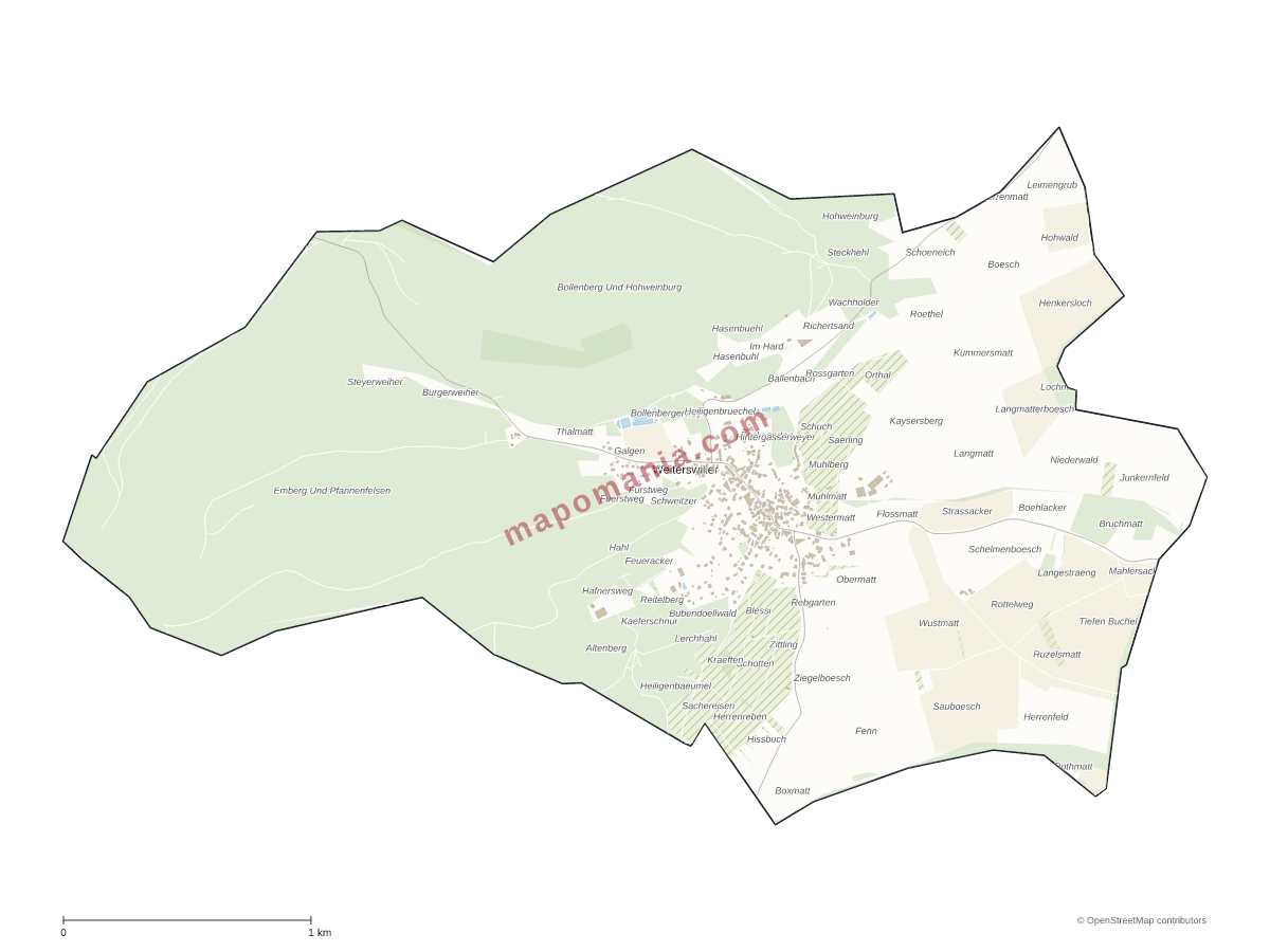 Carte de Weiterswiller à personnaliser