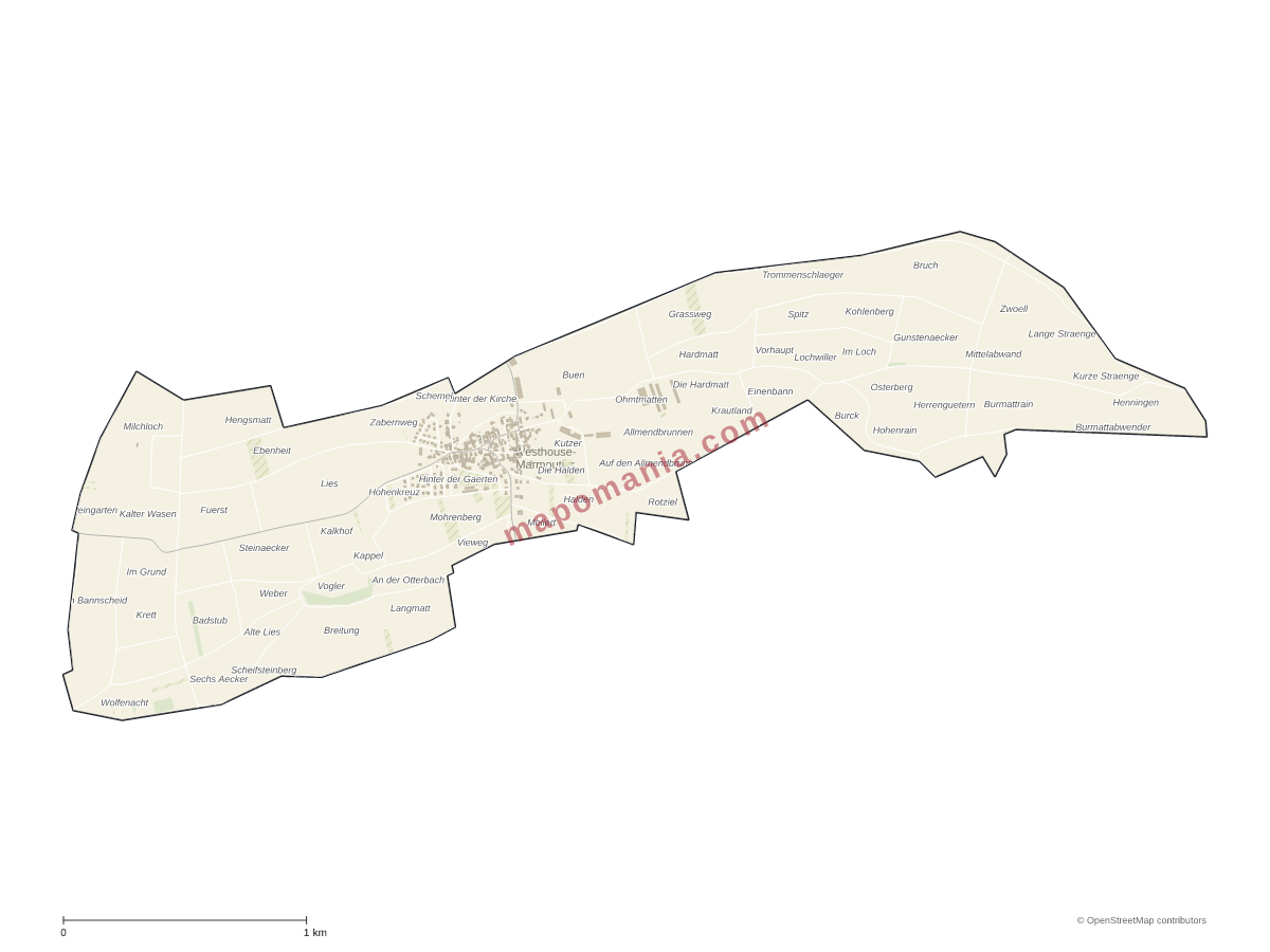 Carte de Westhouse-Marmoutier à personnaliser