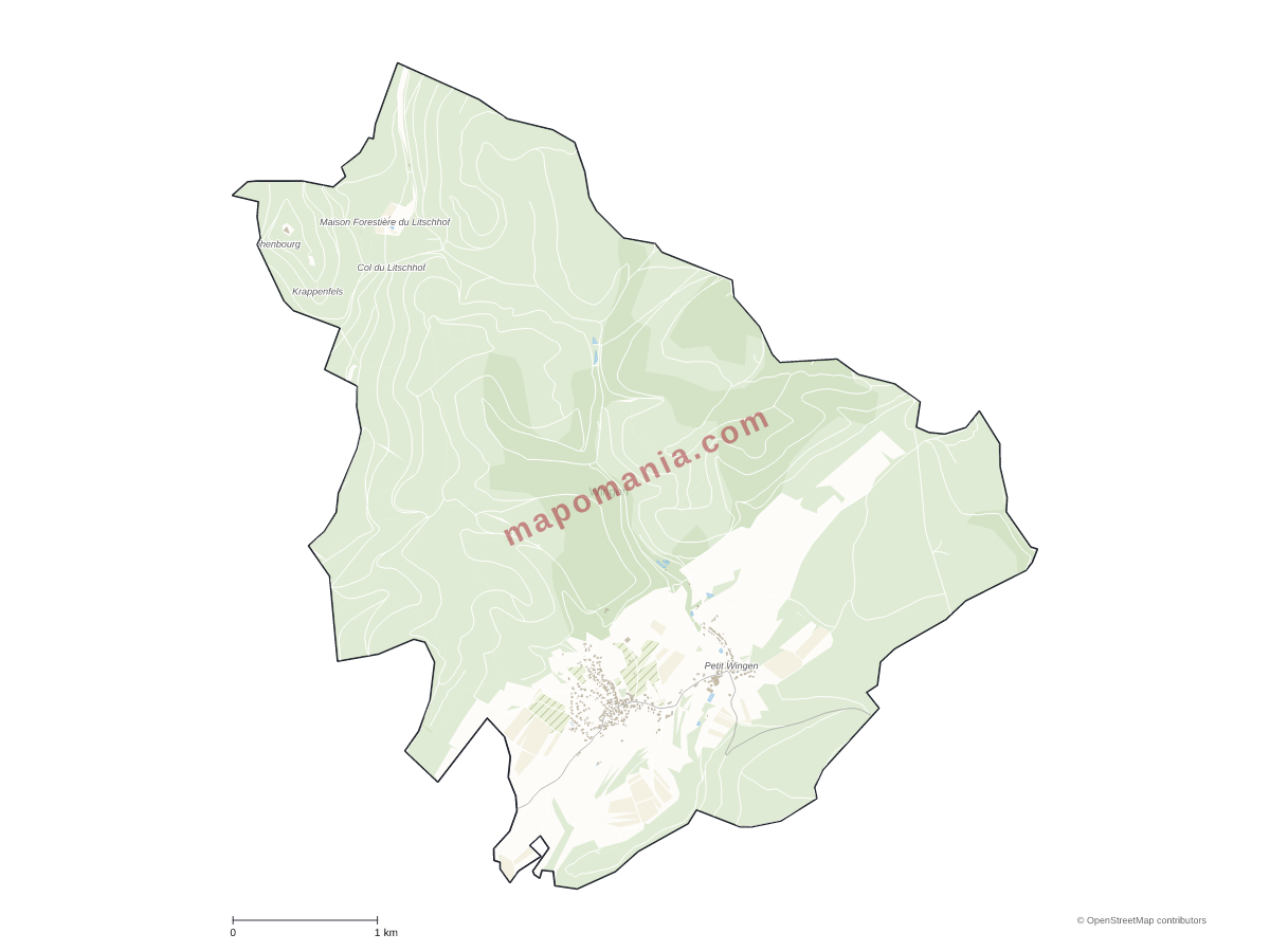 Carte de Wingen à personnaliser