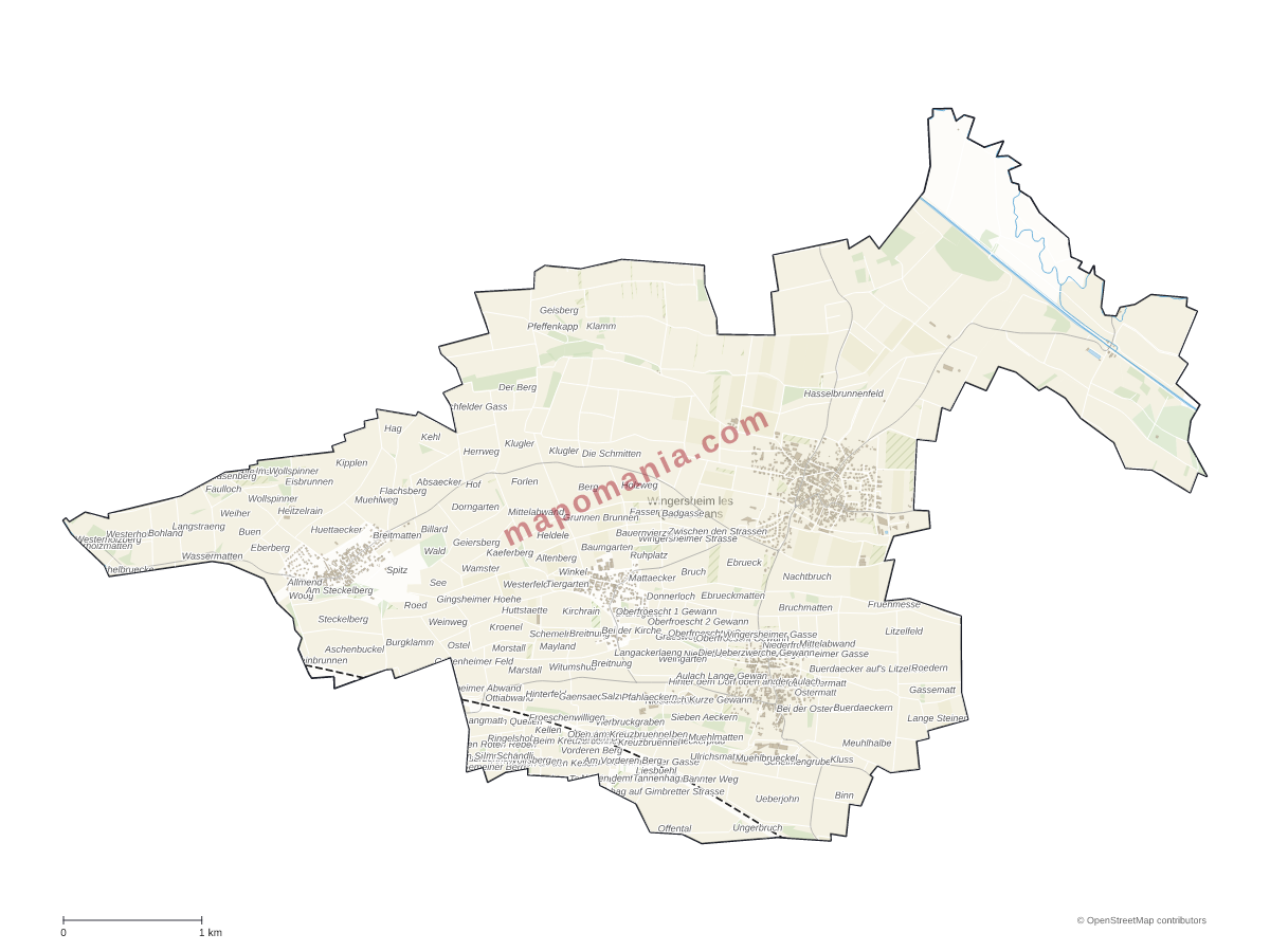 Carte de Wingersheim les Quatre Bans à personnaliser