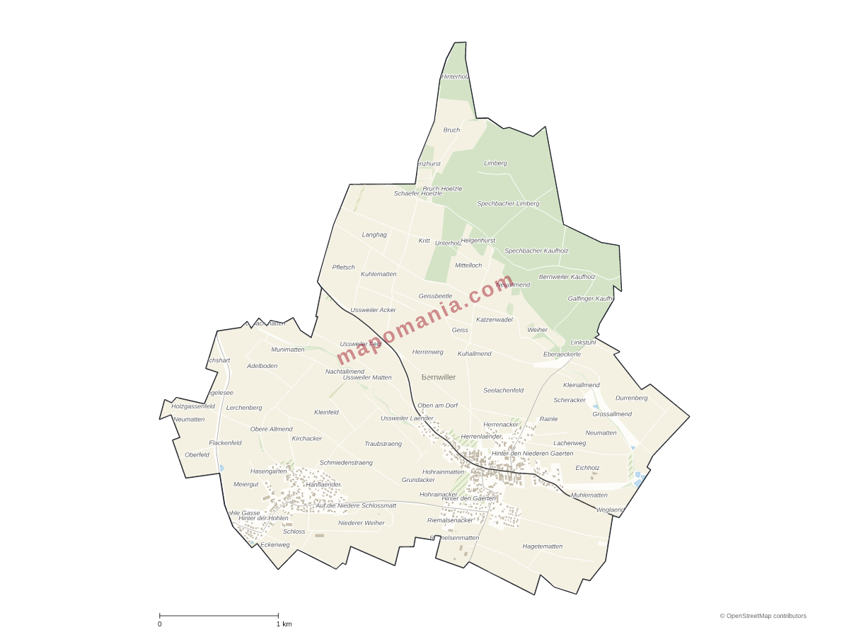 Carte de Bernwiller à personnaliser