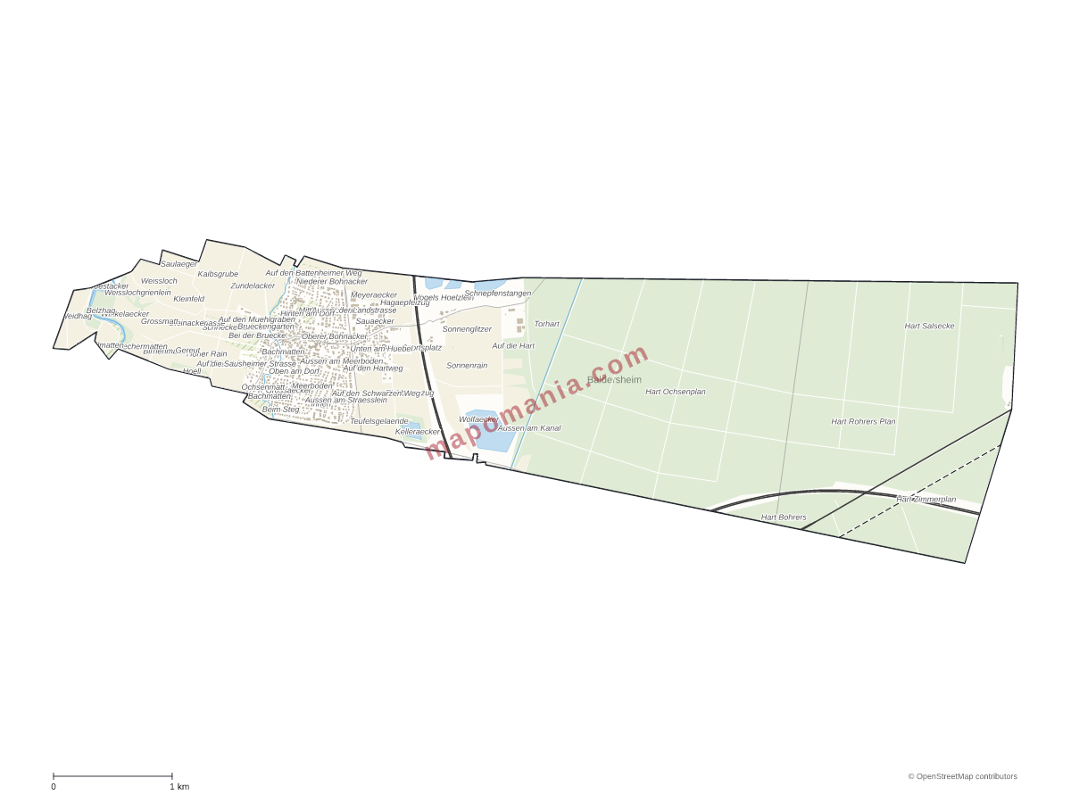Carte de Baldersheim à personnaliser