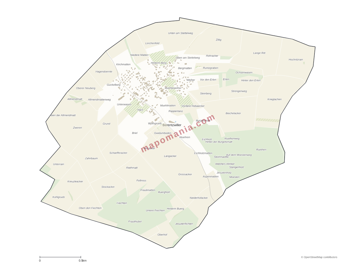 Carte de Berentzwiller à personnaliser