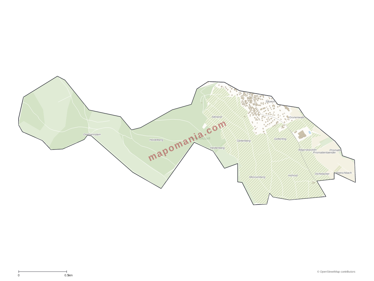 Carte de Bergholtzzell à personnaliser