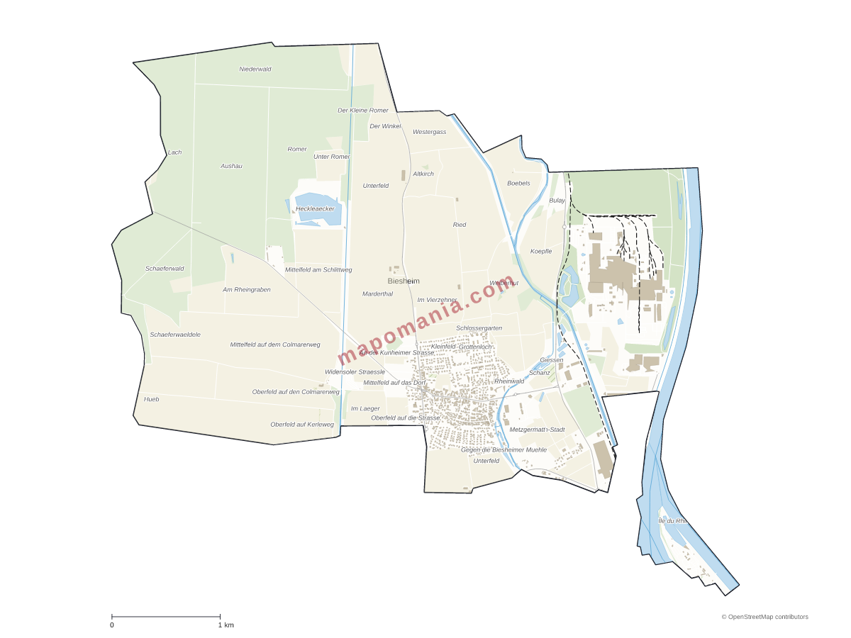 Carte de Biesheim à personnaliser