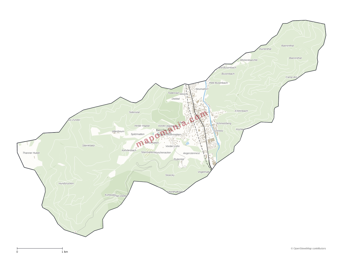 Carte de Bitschwiller-lès-Thann à personnaliser