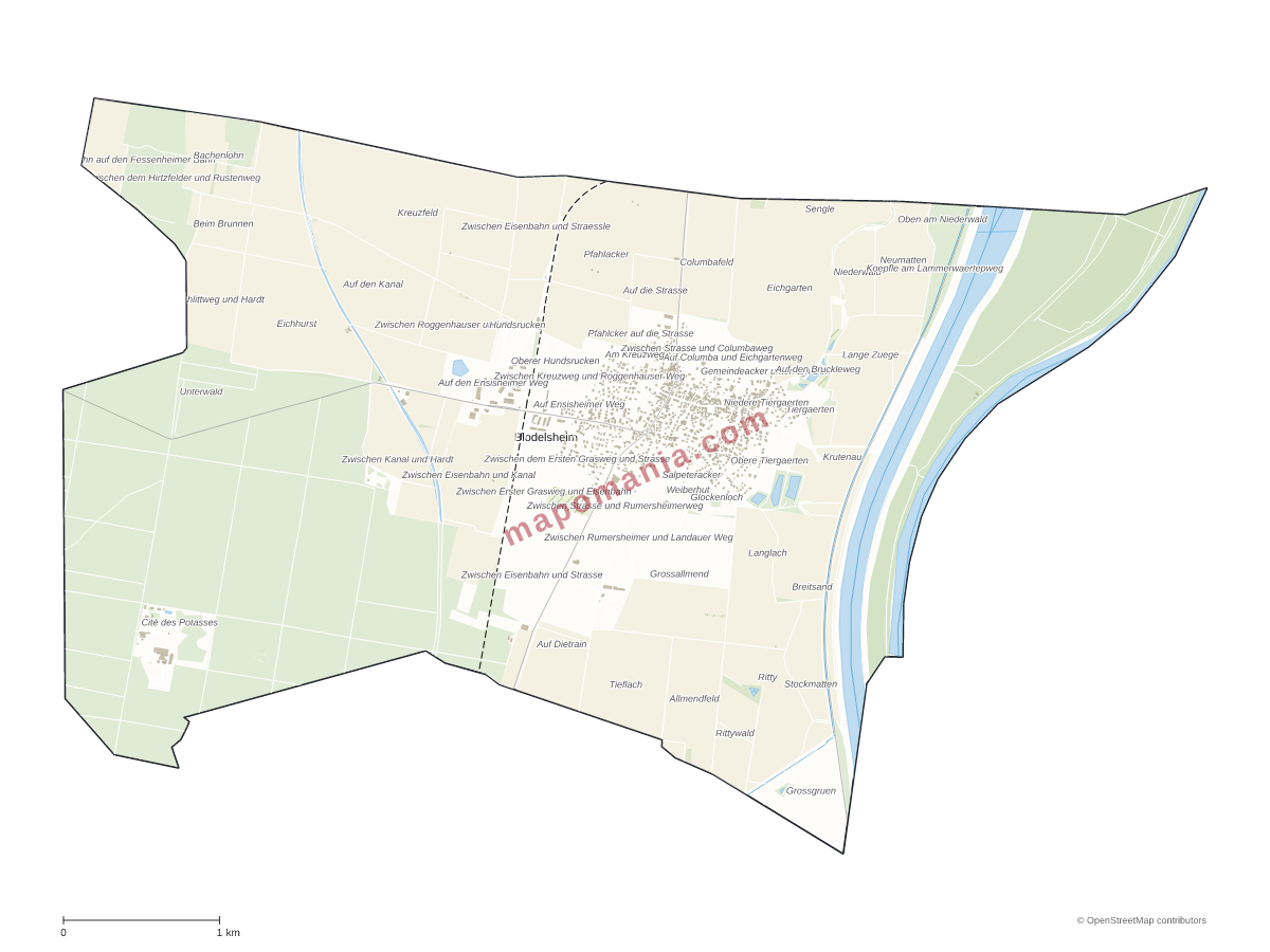 Carte de Blodelsheim à personnaliser