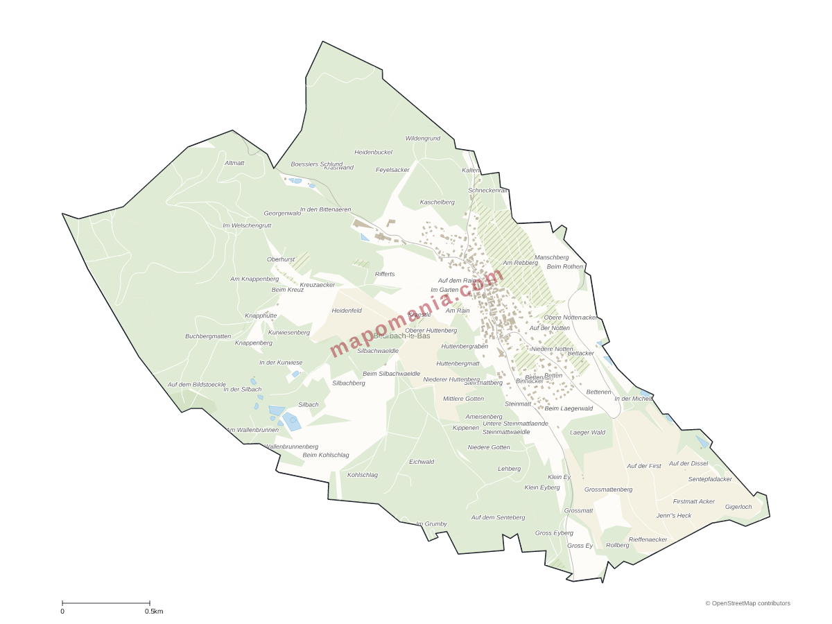 Carte de Bourbach-le-Bas à personnaliser