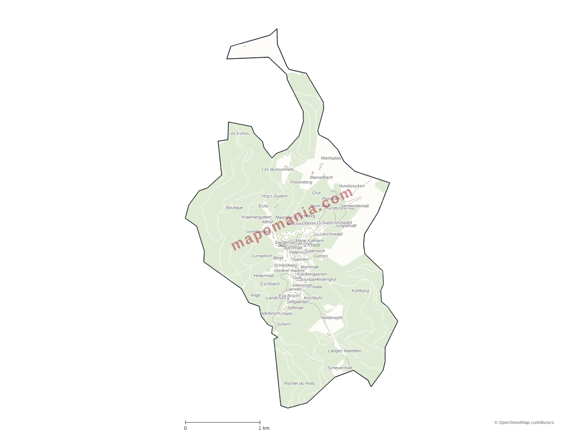 Carte de Bourbach-le-Haut à personnaliser