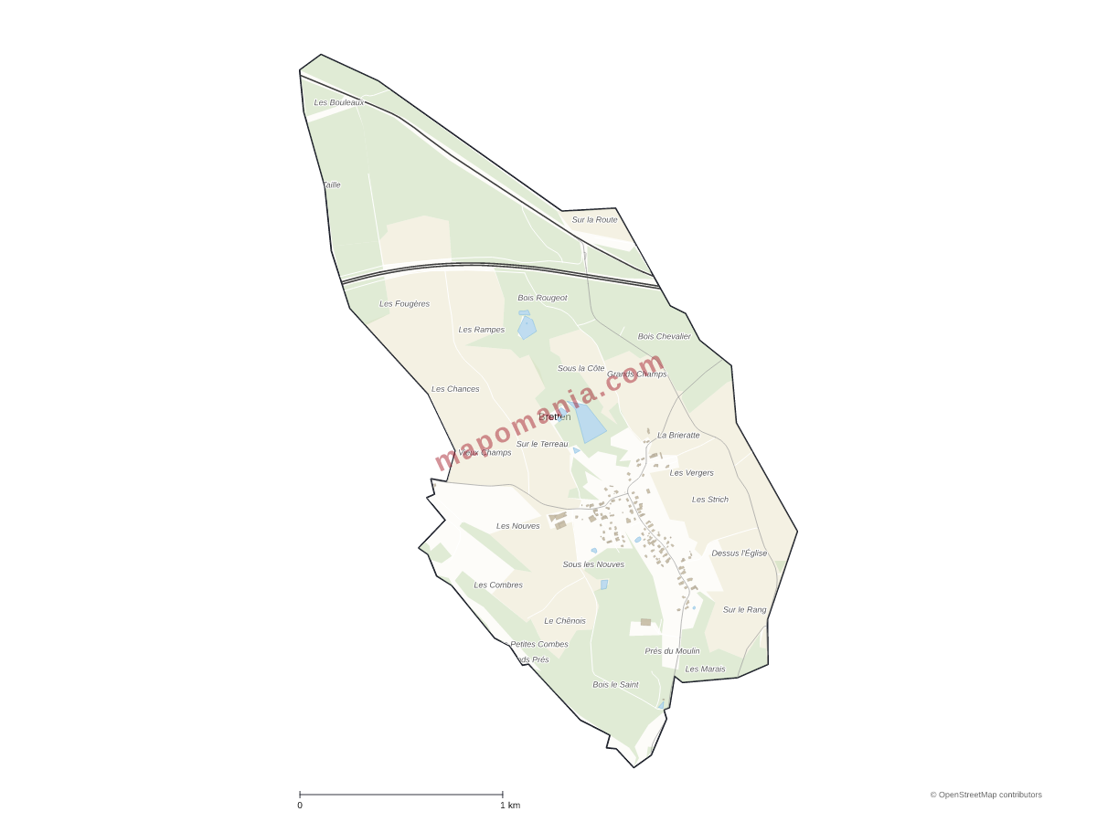Carte de Bretten à personnaliser