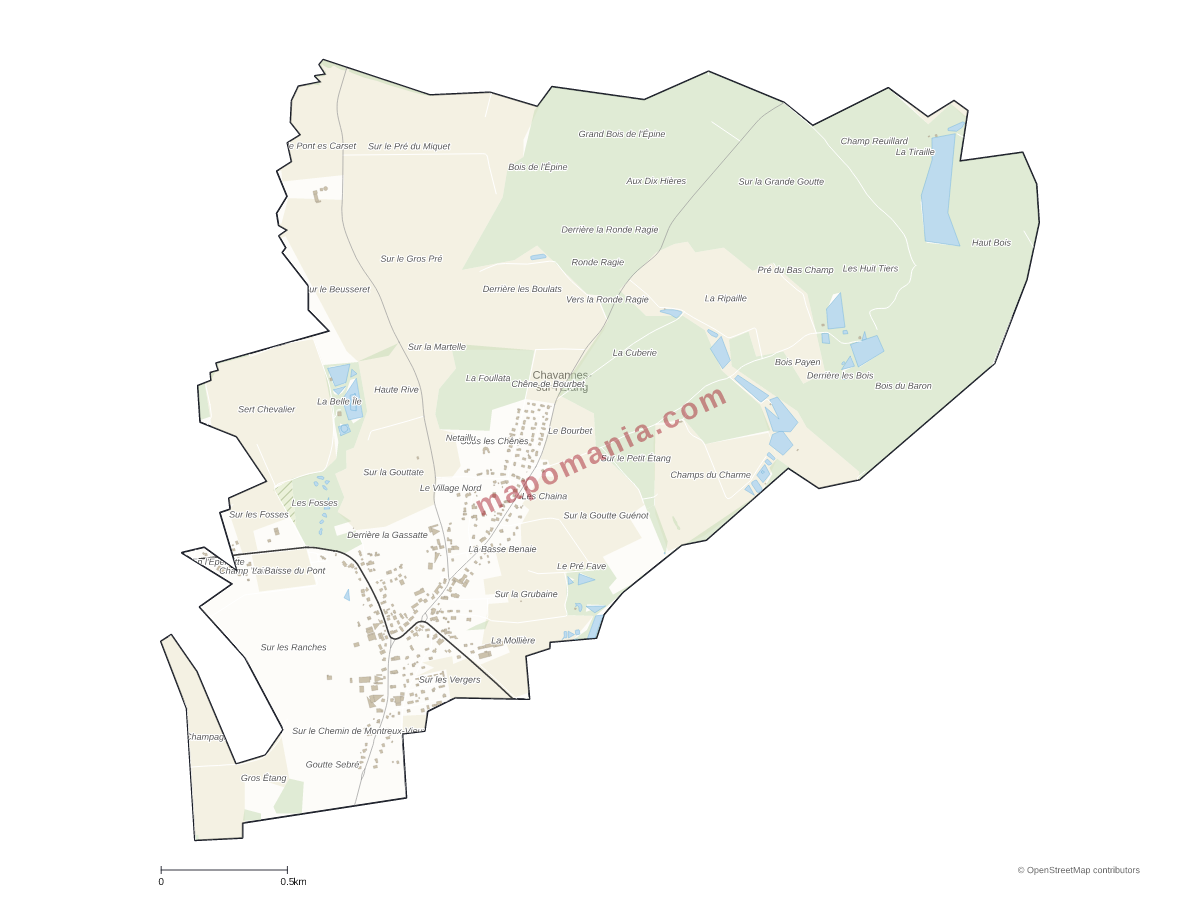 Carte de Chavannes-sur-l'Étang à personnaliser