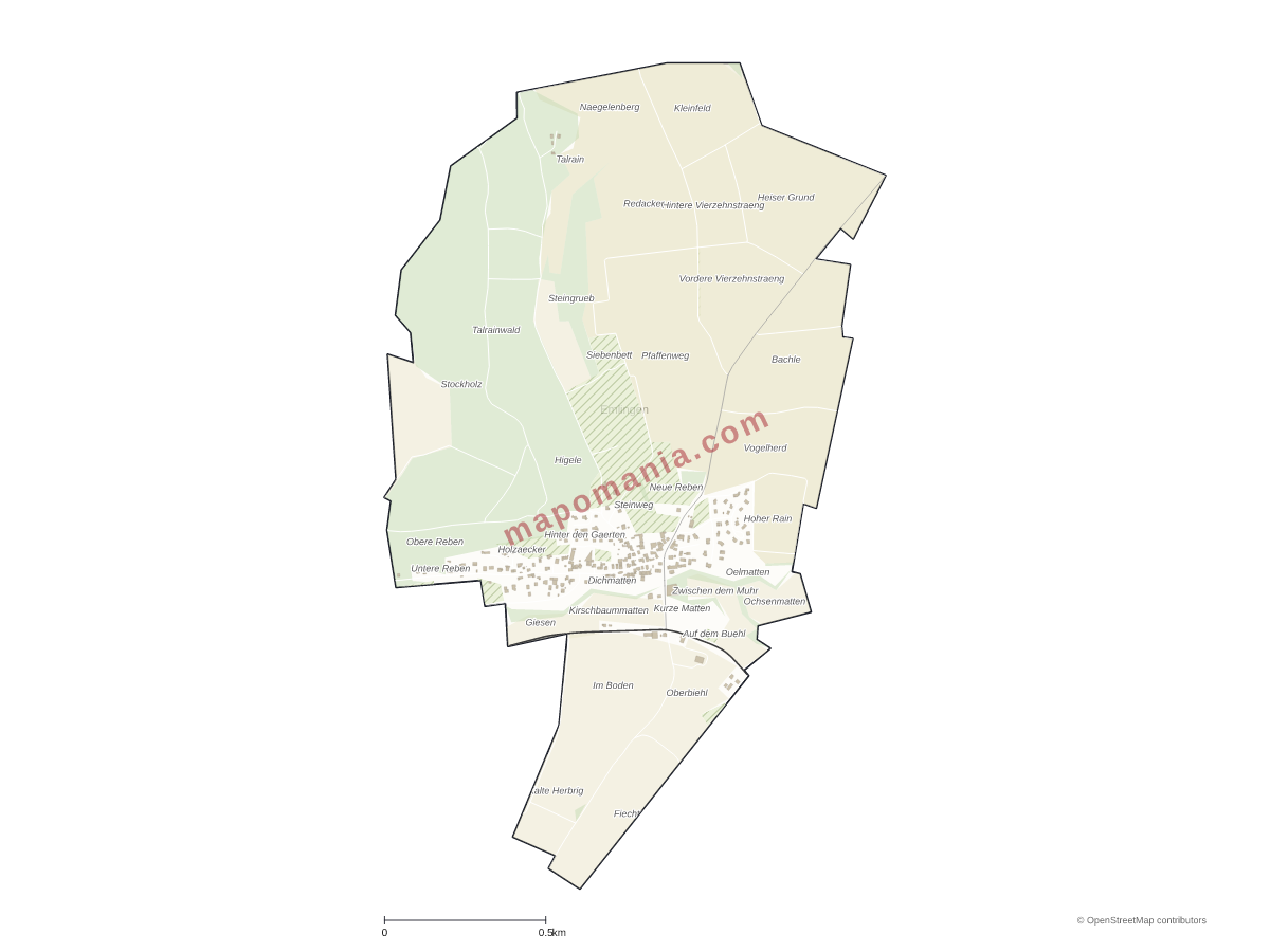 Carte de Emlingen à personnaliser