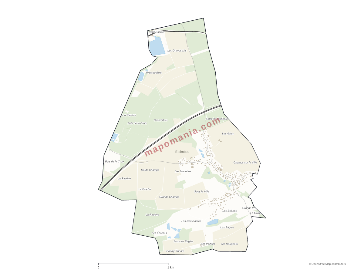 Carte de Eteimbes à personnaliser