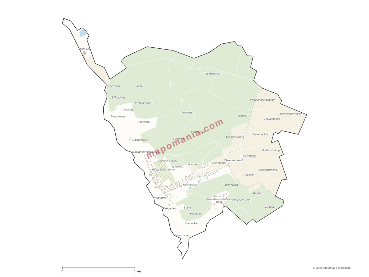 Carte de Gildwiller à personnaliser