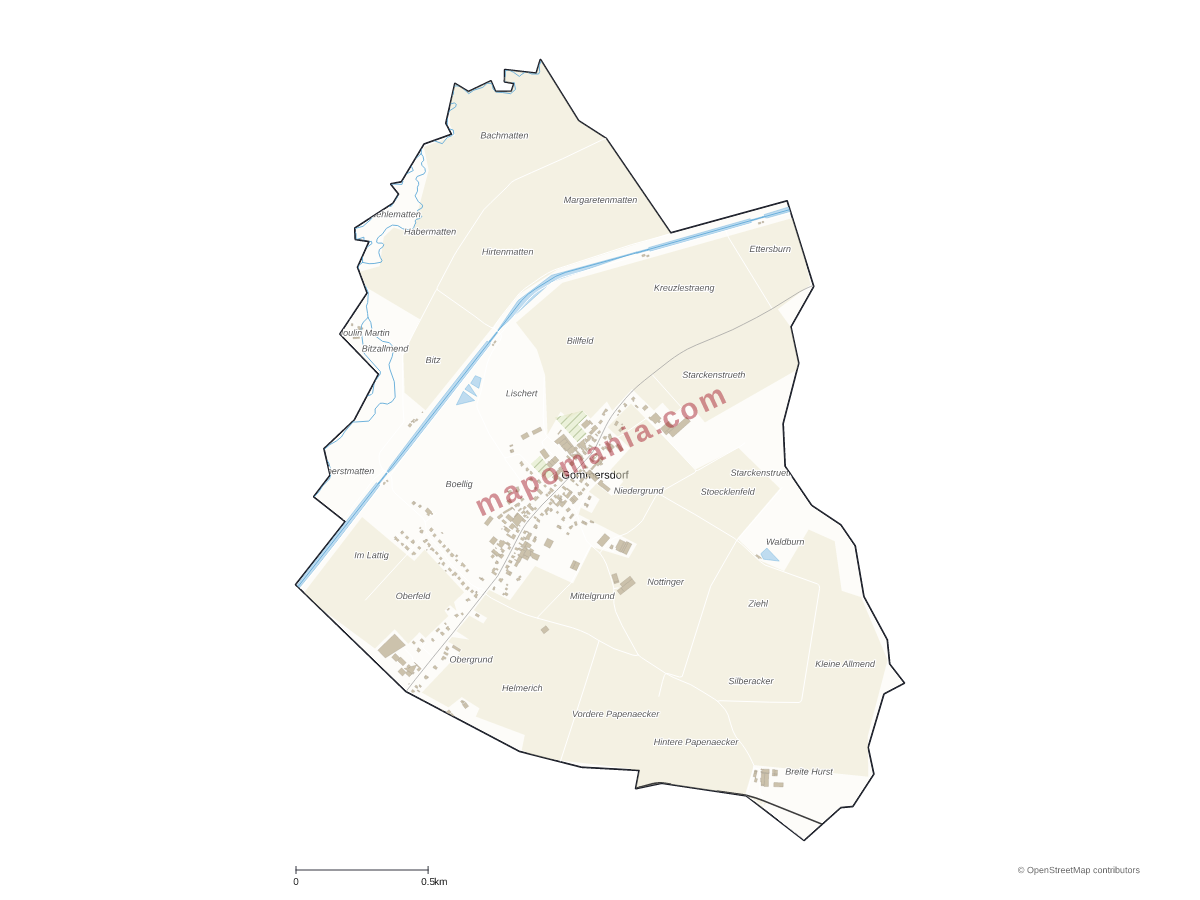 Carte de Gommersdorf à personnaliser