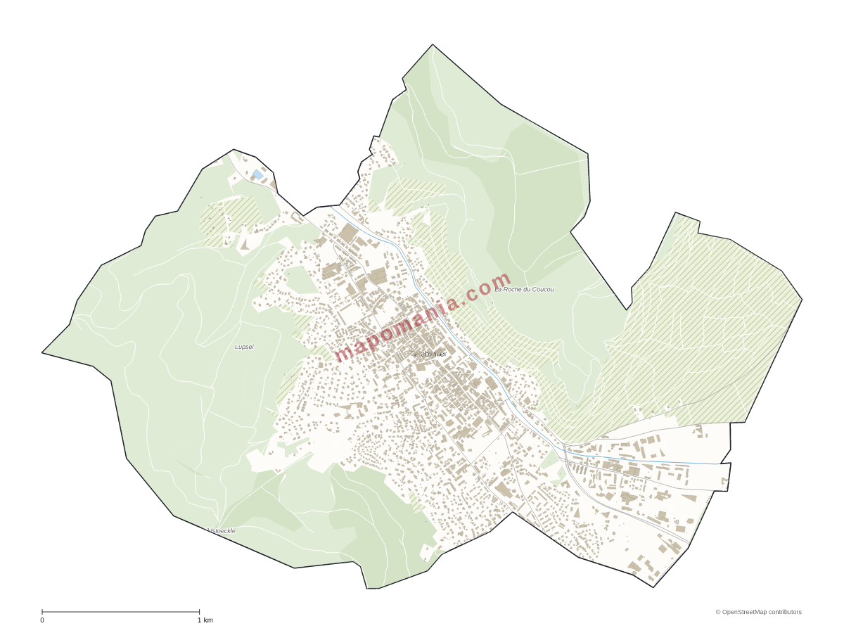 Carte de Guebwiller à personnaliser