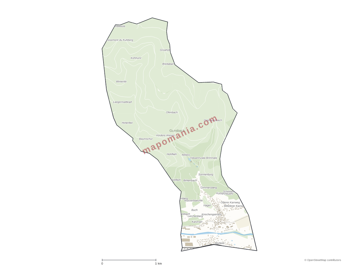 Carte de Gunsbach à personnaliser