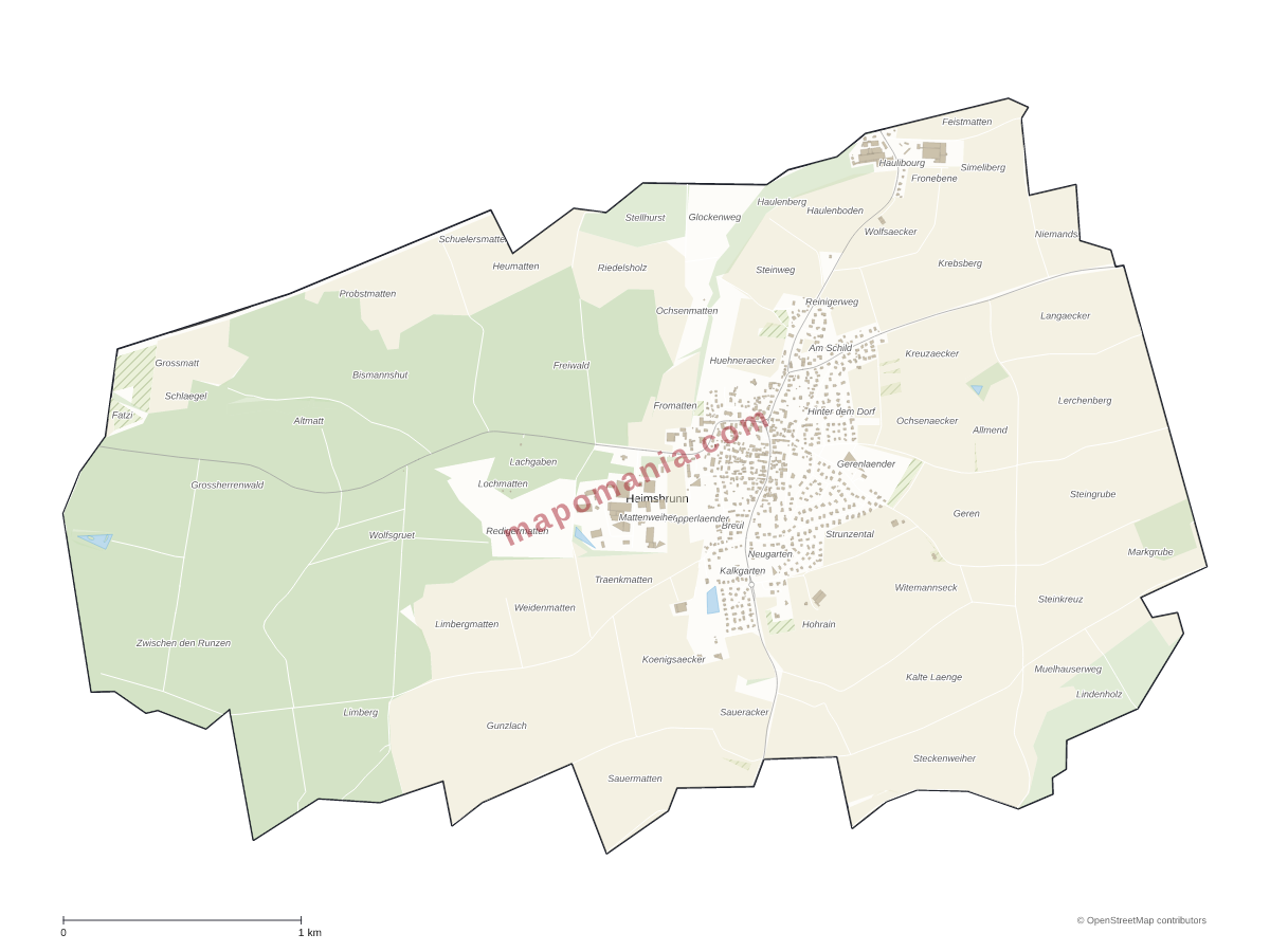 Carte de Heimsbrunn à personnaliser