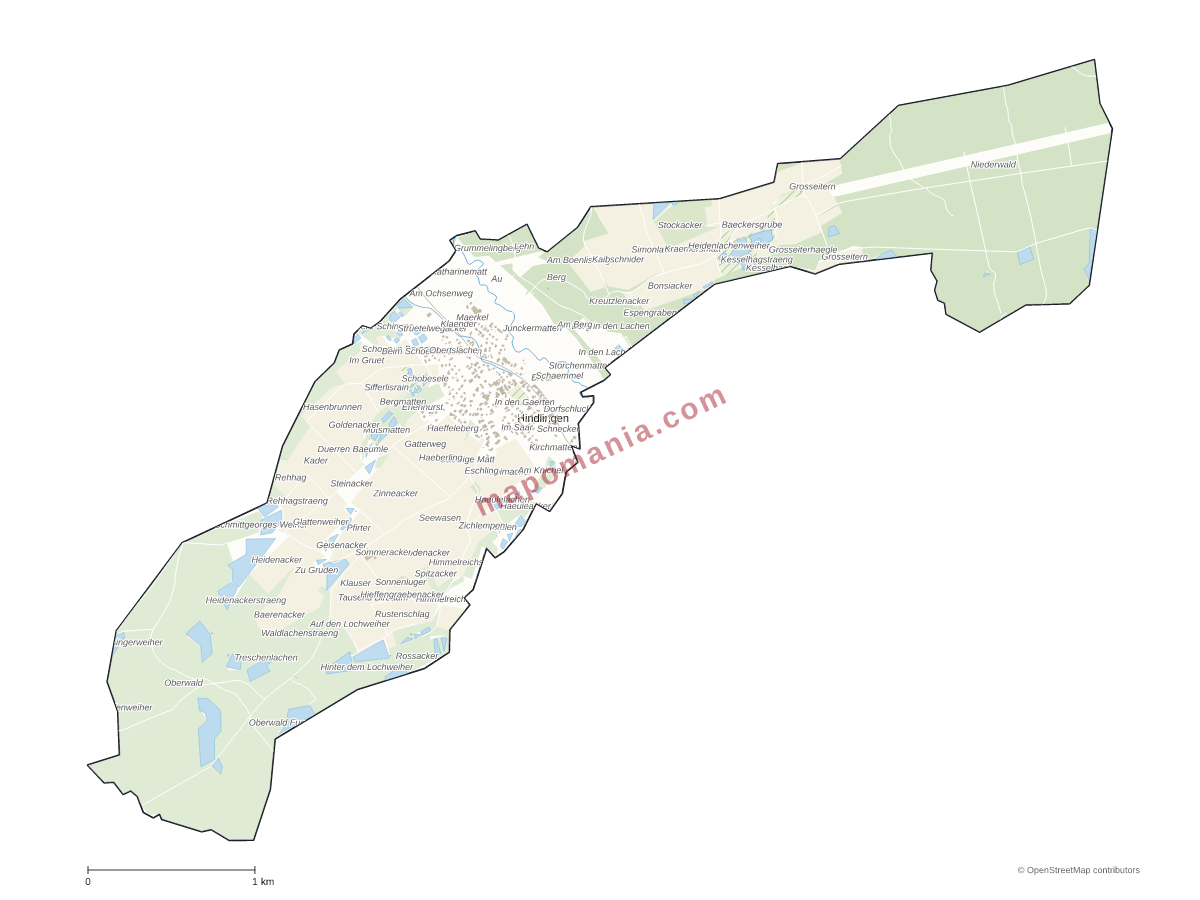Carte de Hindlingen à personnaliser