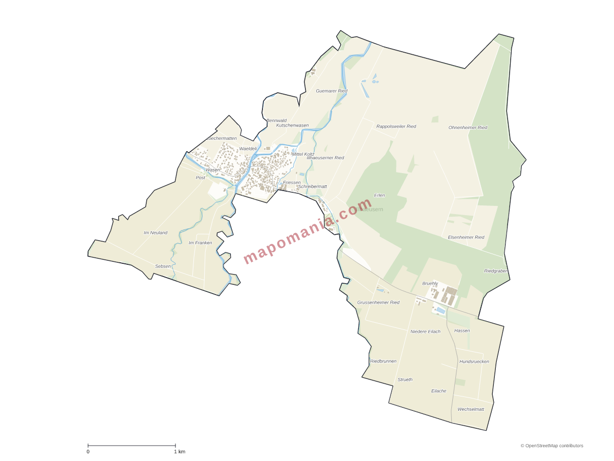 Carte de Illhaeusern à personnaliser