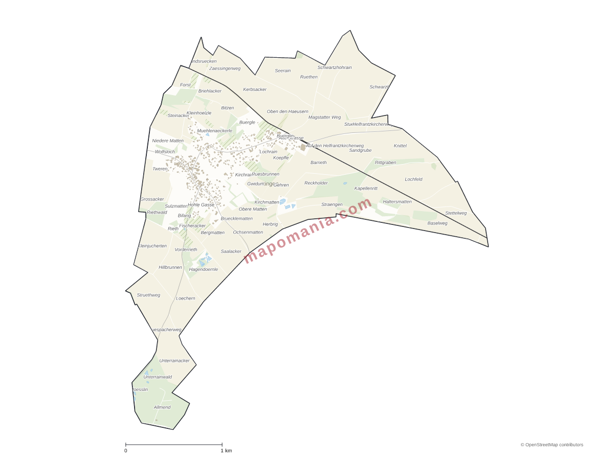 Carte de Jettingen à personnaliser