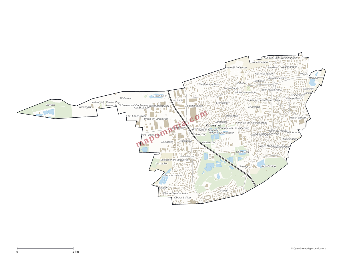 Carte de Kingersheim à personnaliser