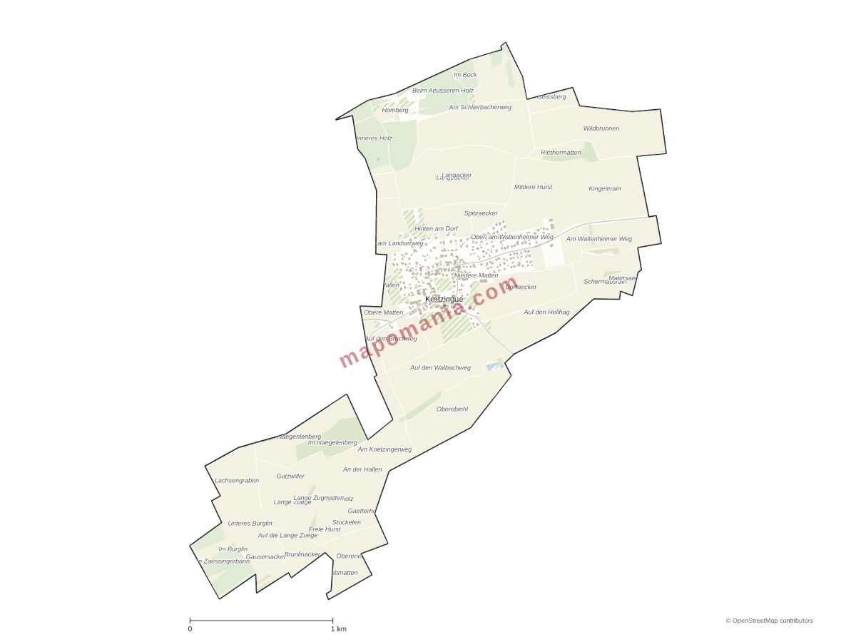 Carte de Kœtzingue à personnaliser