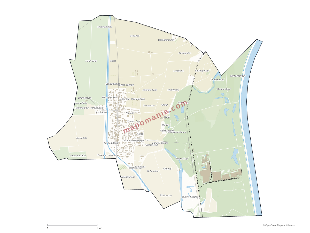 Carte de Kunheim à personnaliser
