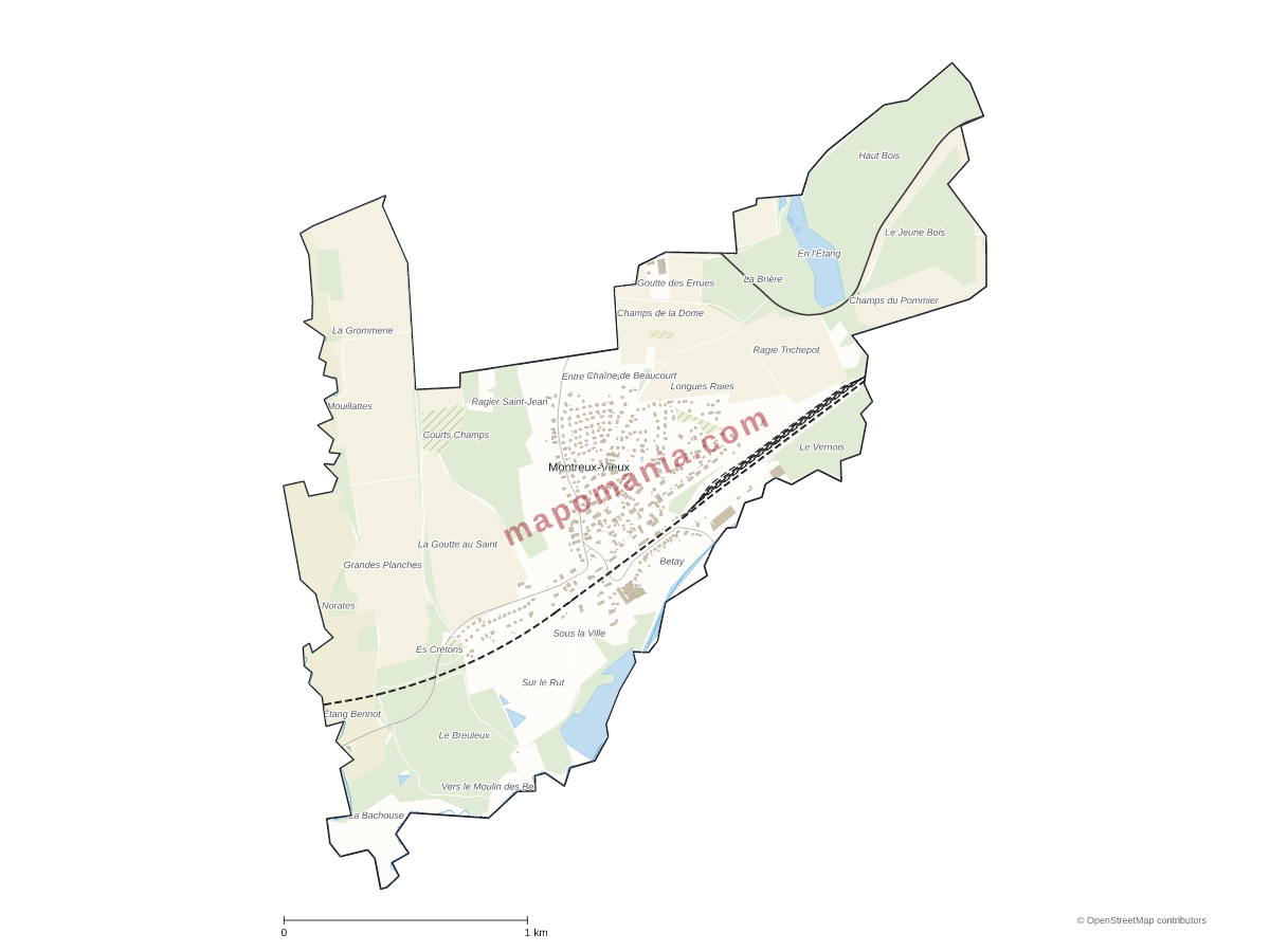 Carte de Montreux-Vieux à personnaliser