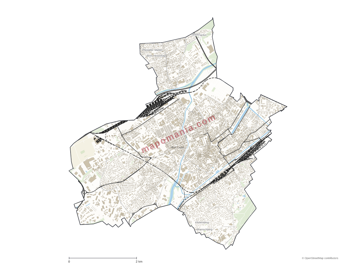 Carte de Mulhouse à personnaliser