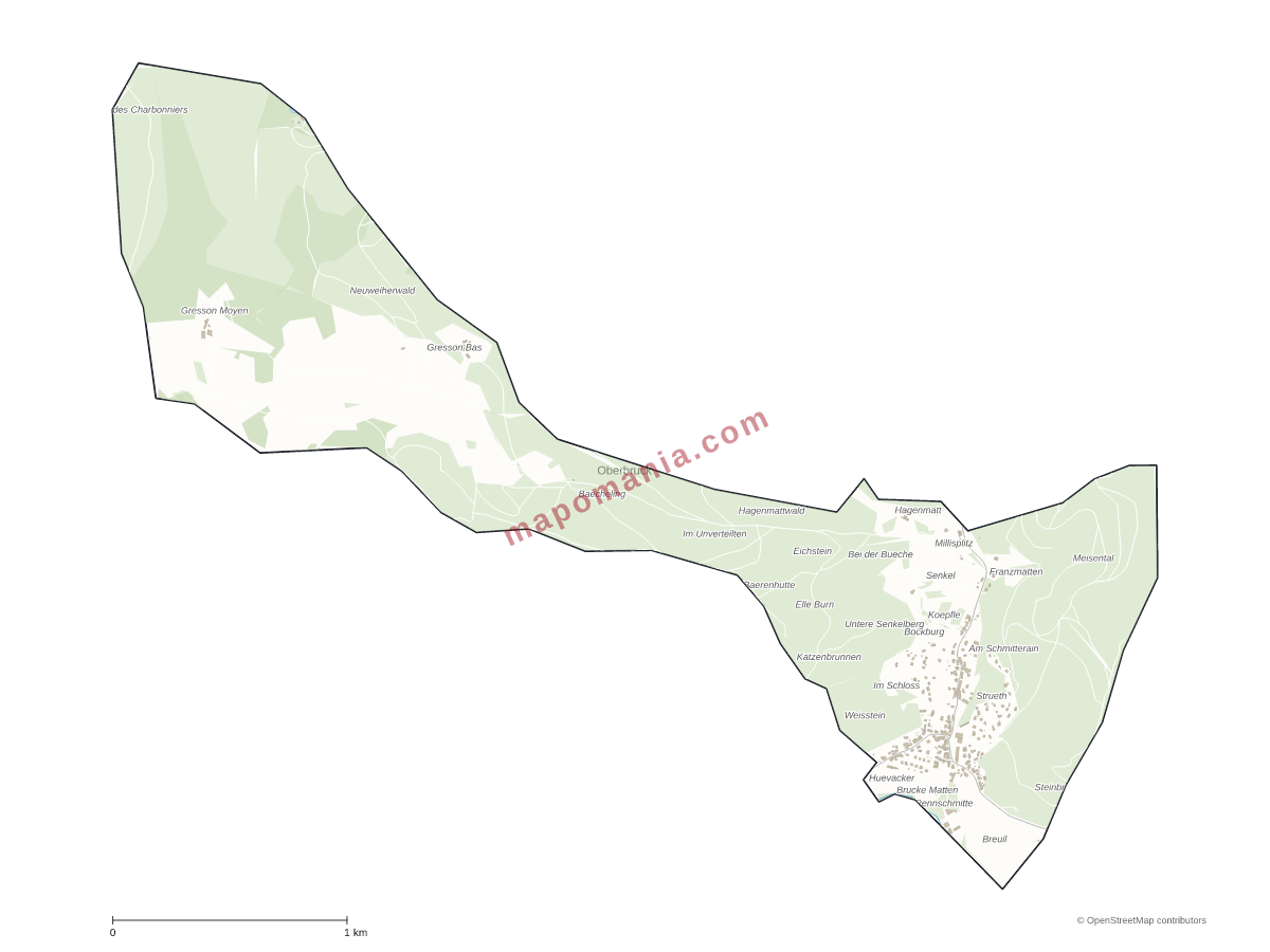 Carte de Oberbruck à personnaliser