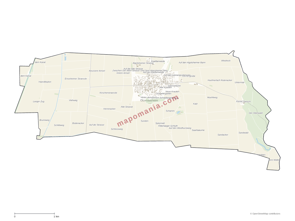 Carte de Obersaasheim à personnaliser