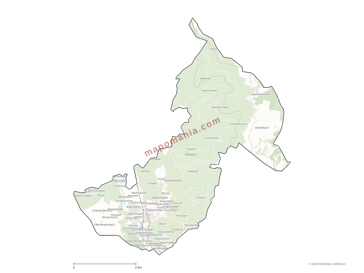 Carte de Oderen à personnaliser