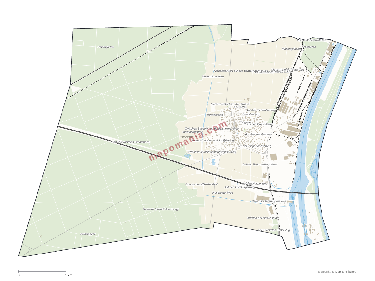 Carte de Ottmarsheim à personnaliser