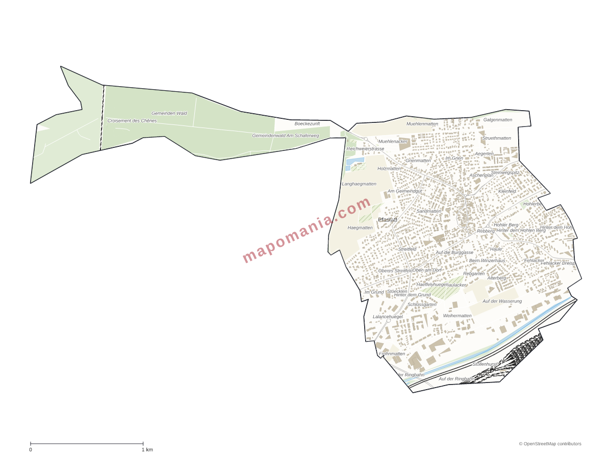 Carte de Pfastatt à personnaliser