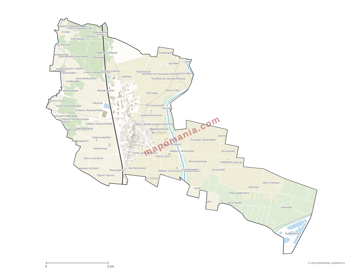 Carte de Sainte-Croix-en-Plaine à personnaliser