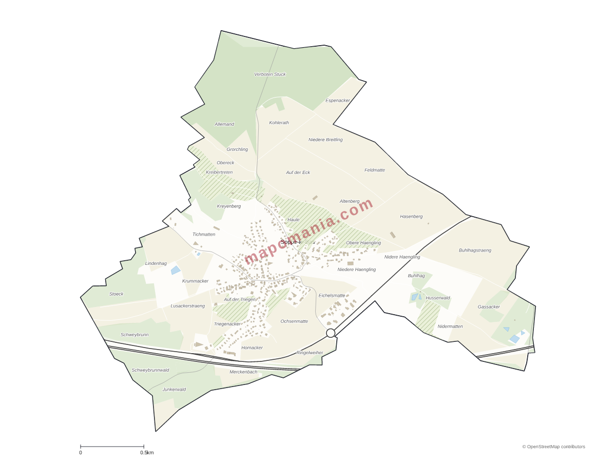 Carte de Soppe-le-Bas à personnaliser