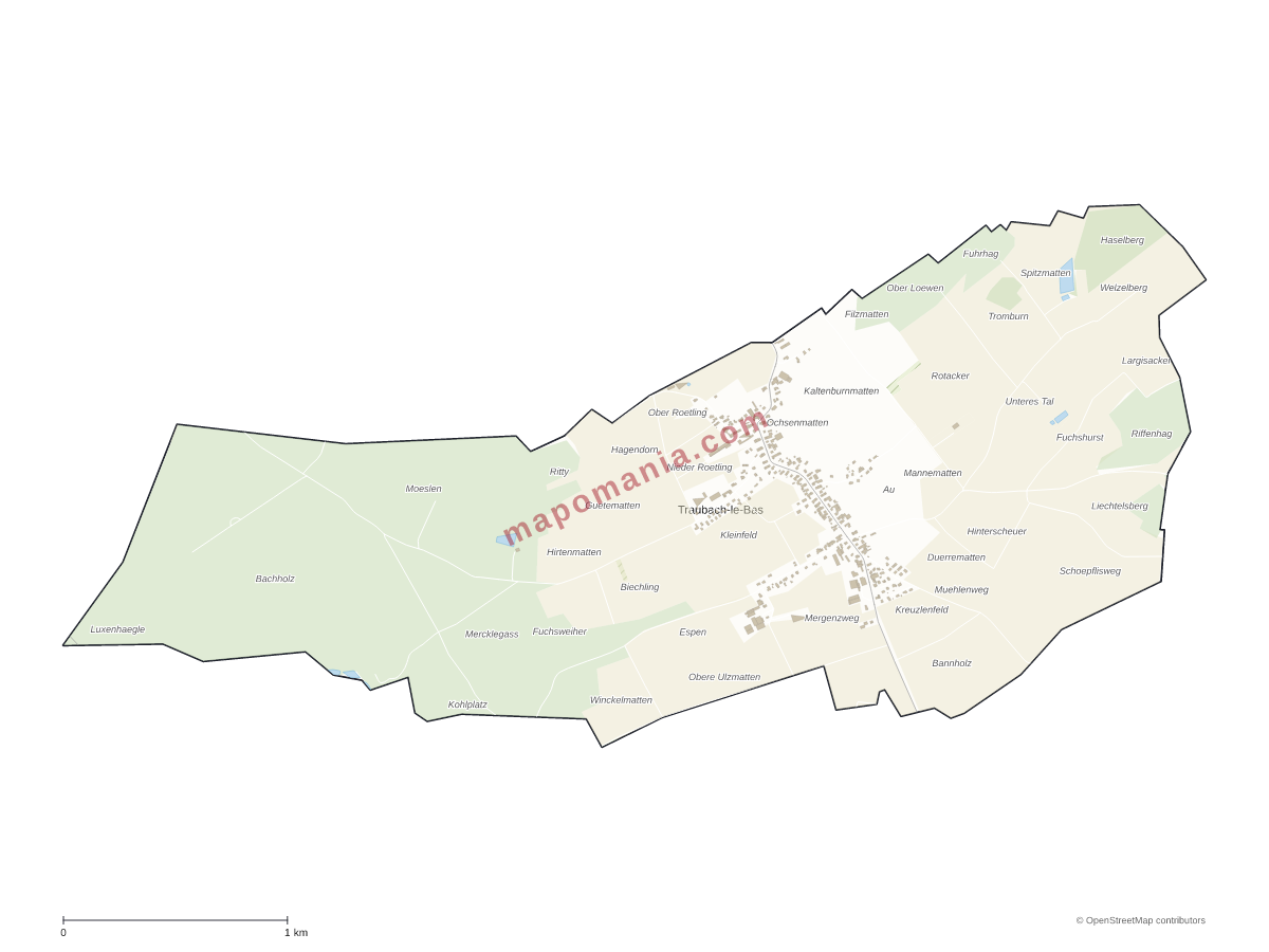 Carte de Traubach-le-Bas à personnaliser