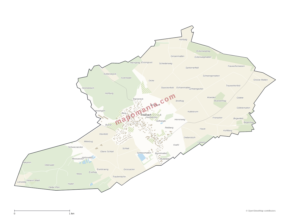 Carte de Traubach-le-Haut à personnaliser
