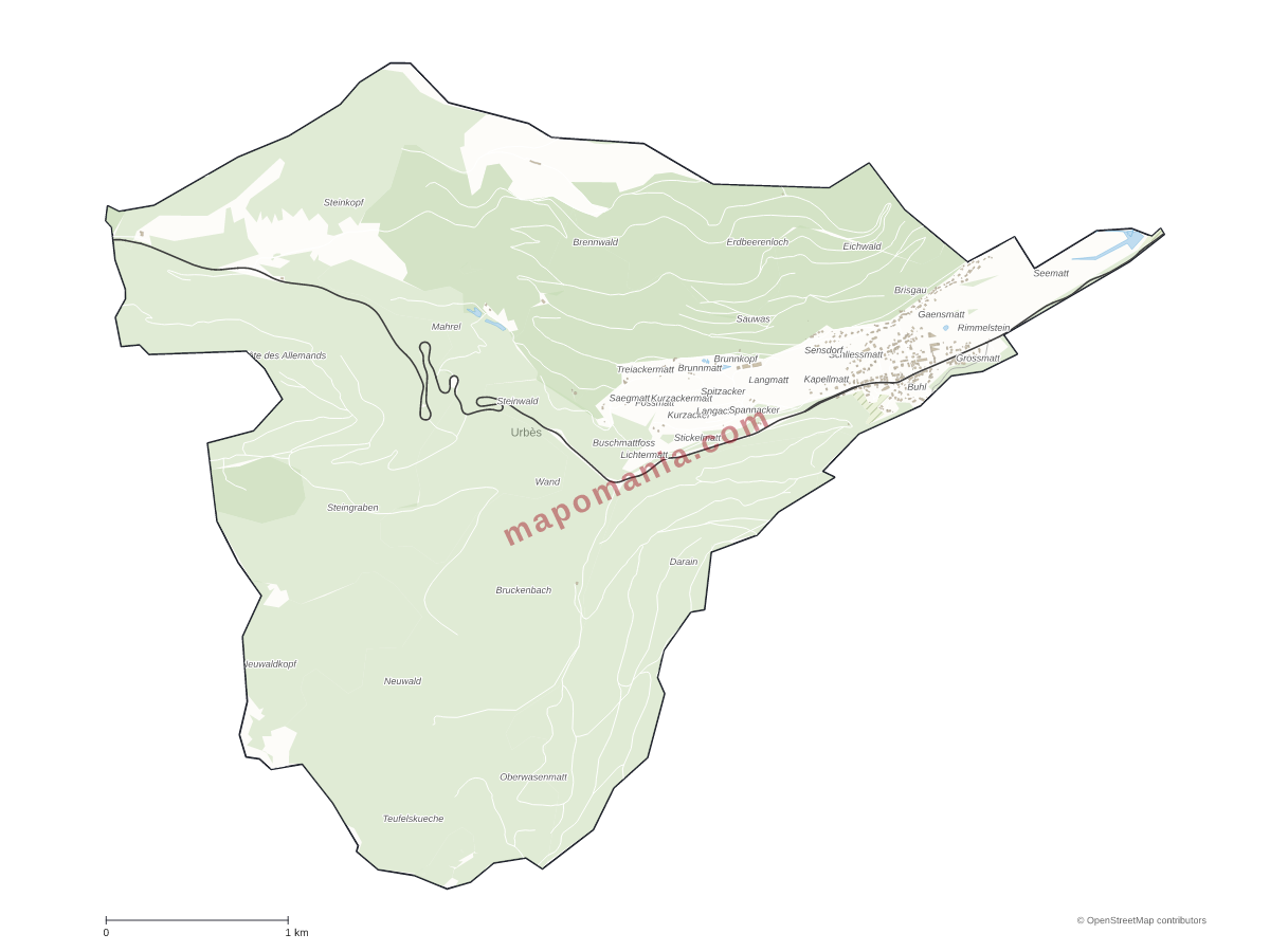 Carte de Urbès à personnaliser