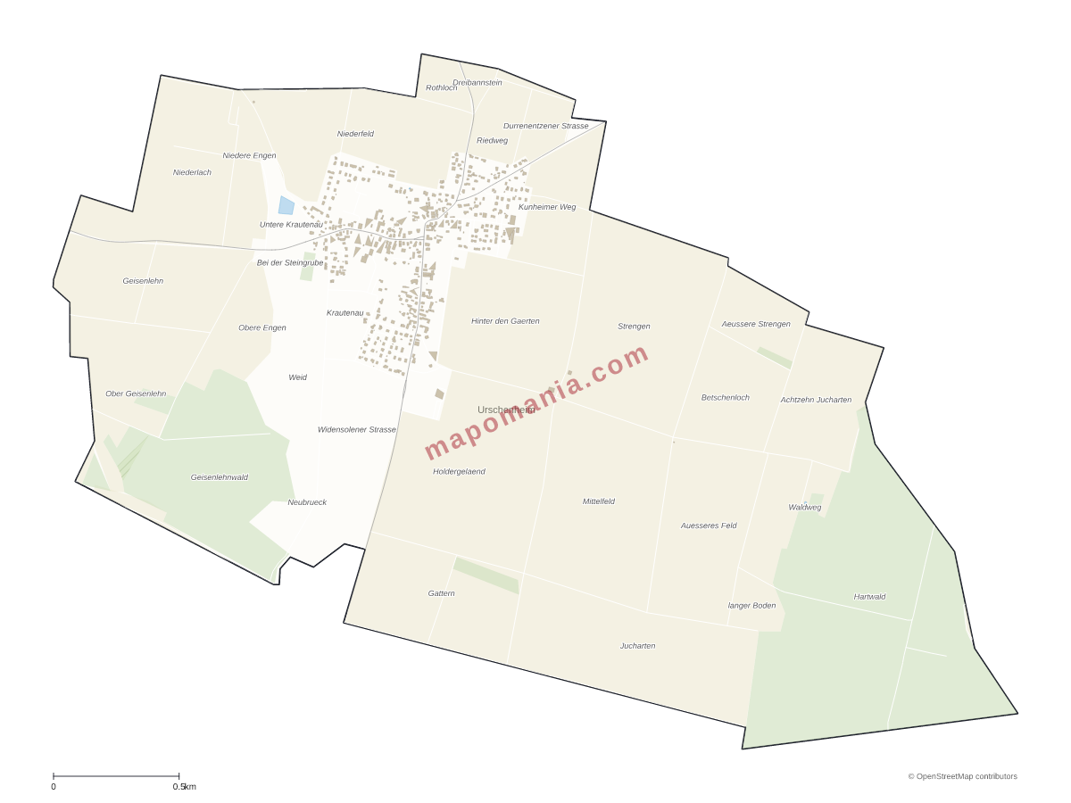 Carte de Urschenheim à personnaliser