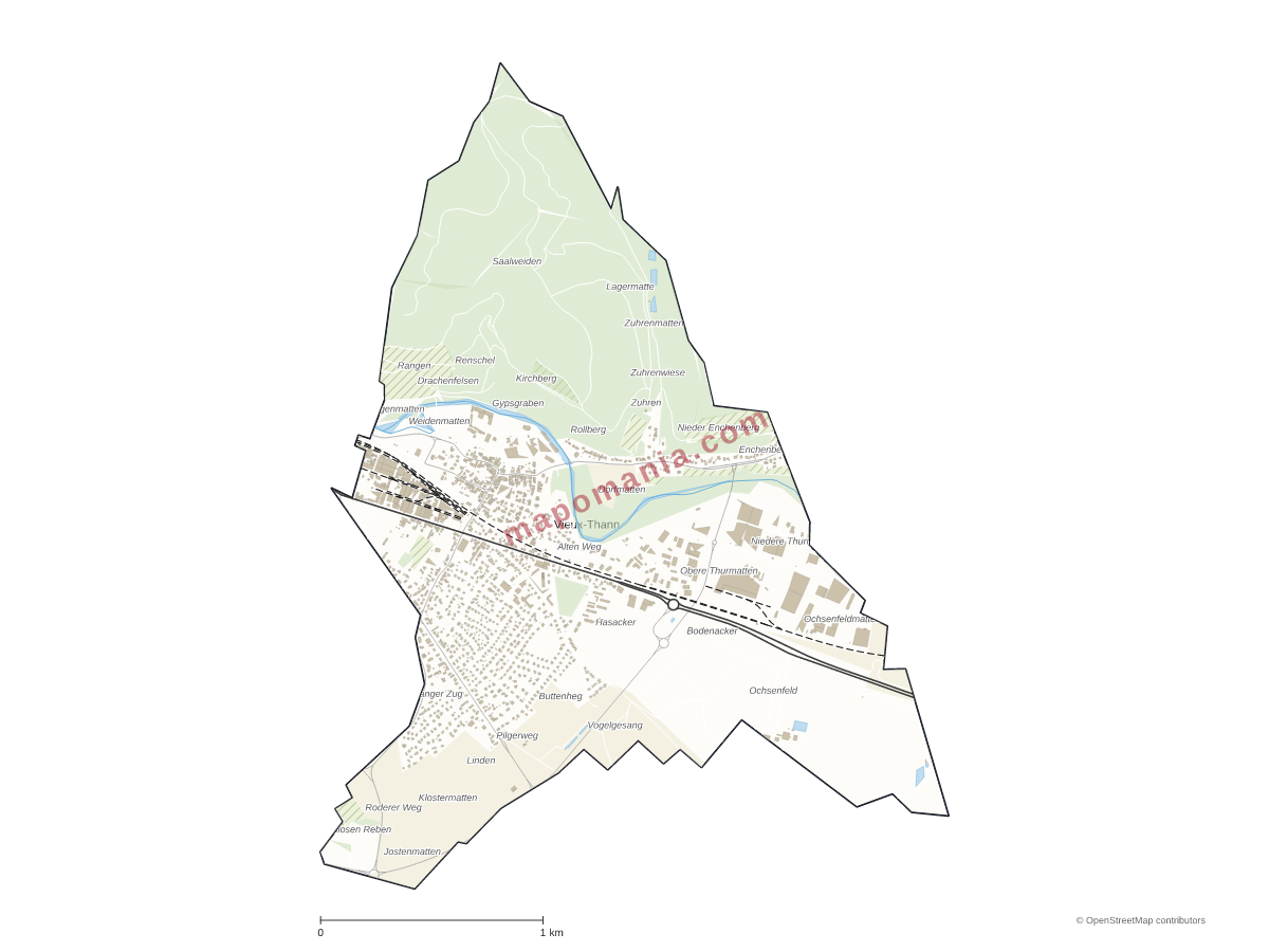Carte de Vieux-Thann à personnaliser