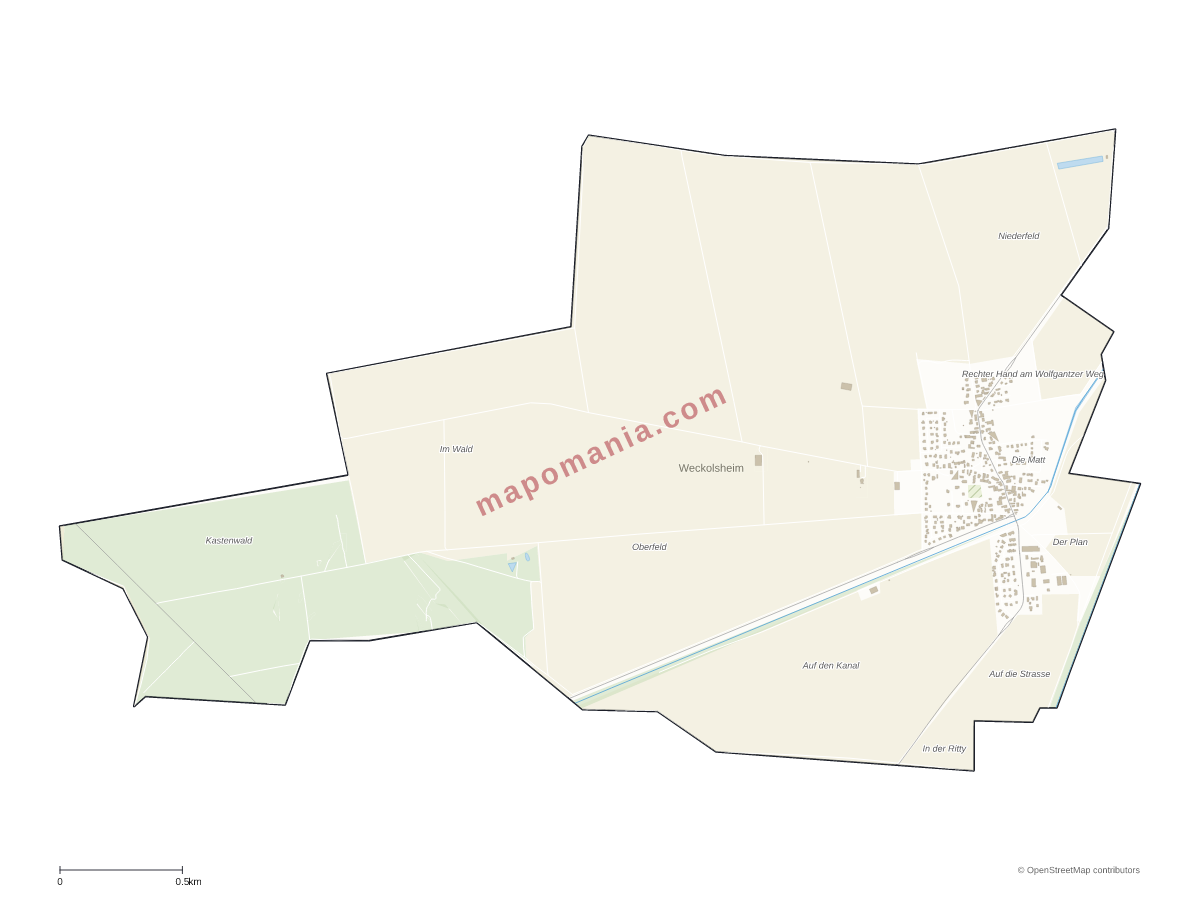 Carte de Weckolsheim à personnaliser