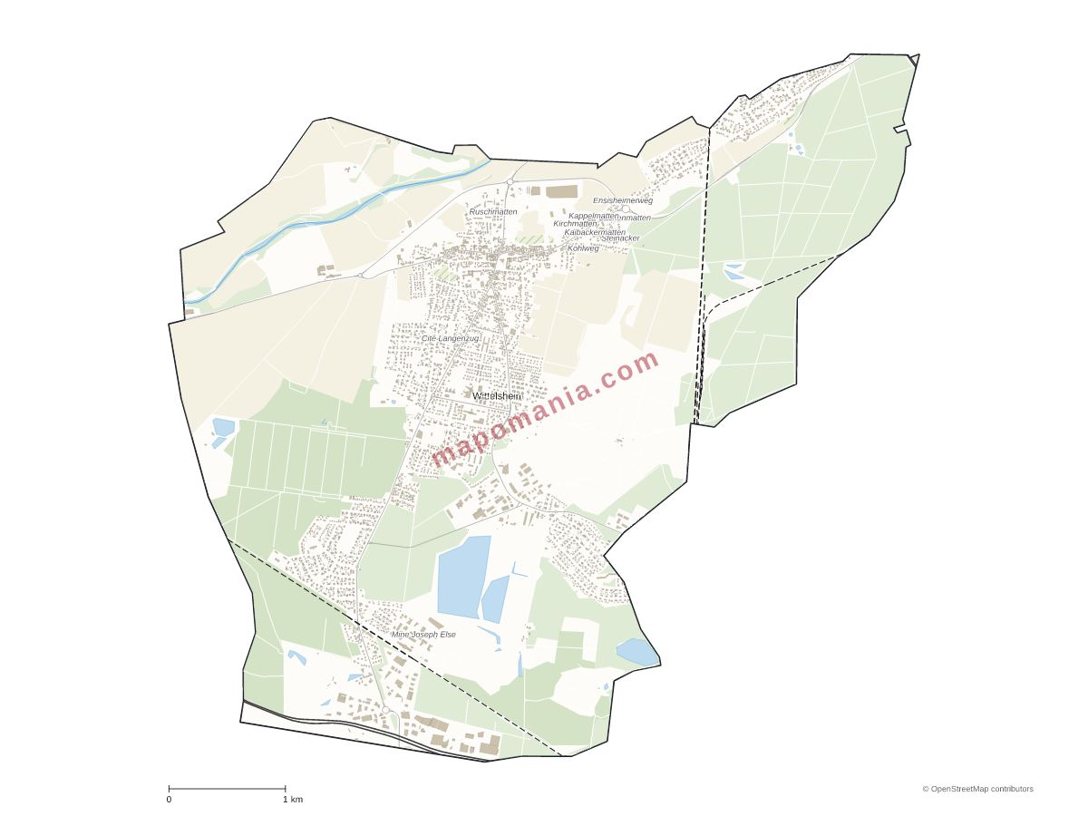 Carte de Wittelsheim à personnaliser