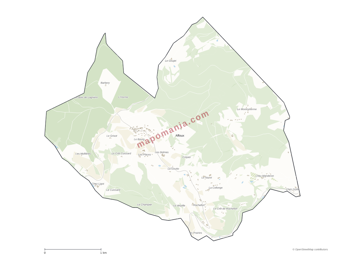 Carte de Affoux à personnaliser