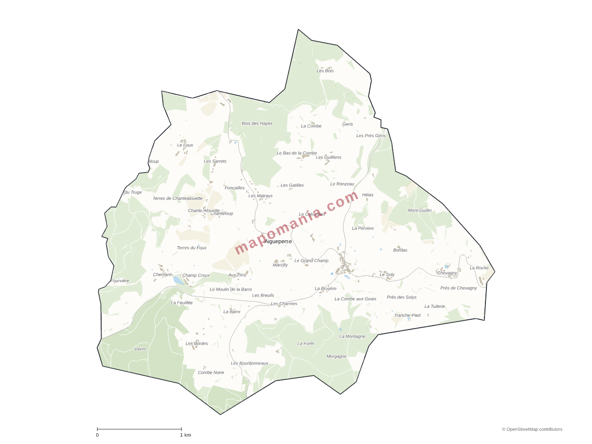 Carte de Aigueperse à personnaliser