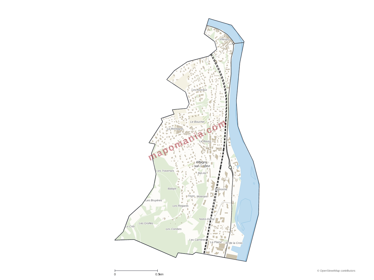 Carte de Albigny-sur-Saône à personnaliser